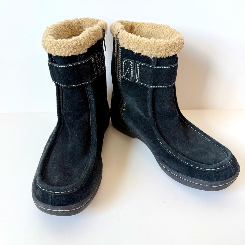 TIMBERLAND Black Suede Sherpa Lined Ankle Boots—SZ. 6